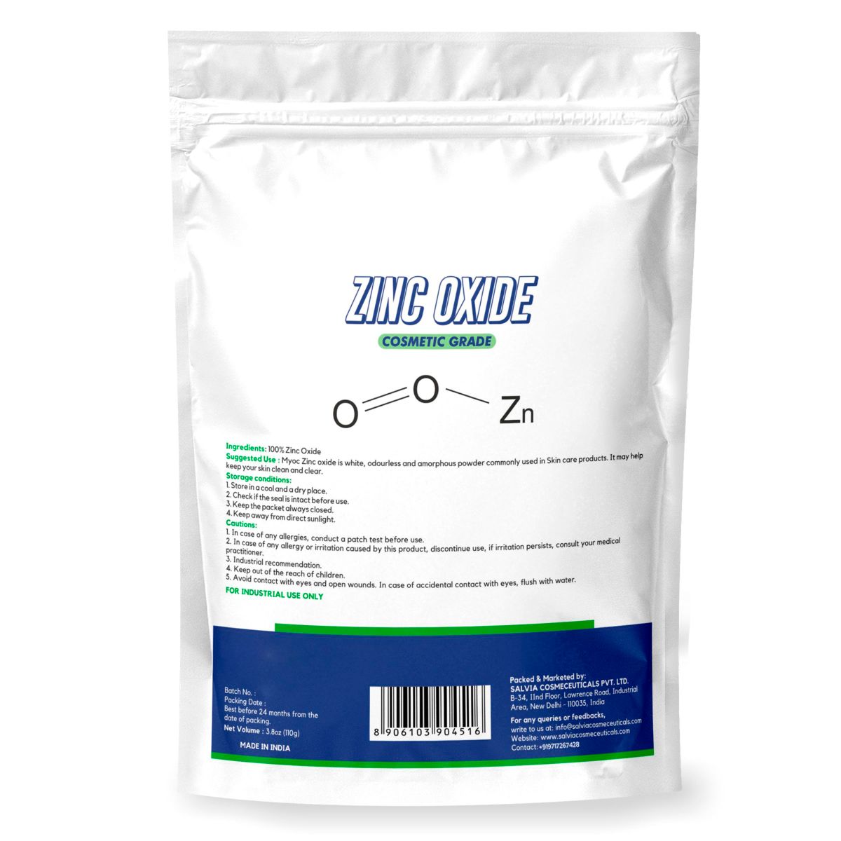 Salvia Cosmetic Raw Material,United States Myoc White Zinc Oxide Powder for Skin